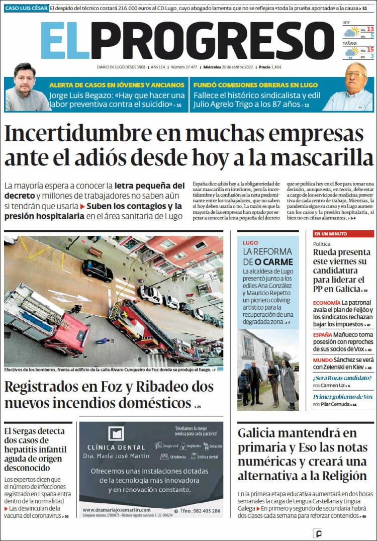 Portada de El Progreso (Espa&ntilde;a)