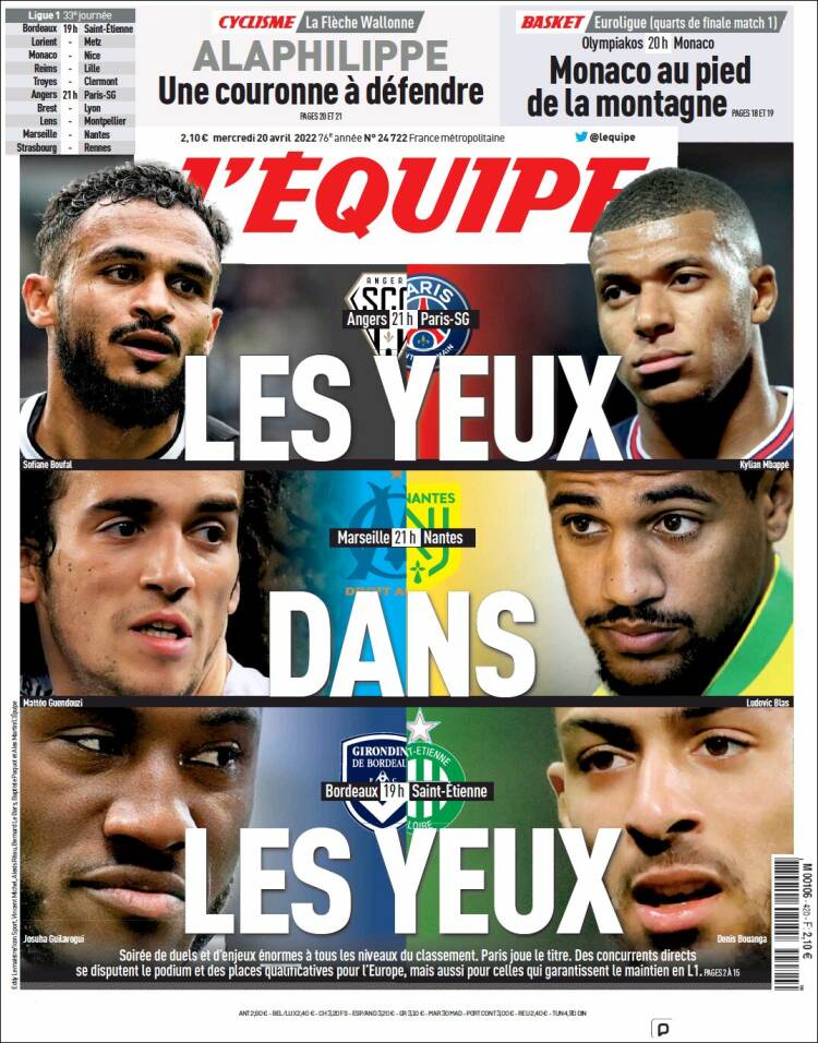 Portada de L'Equipe (Francia)