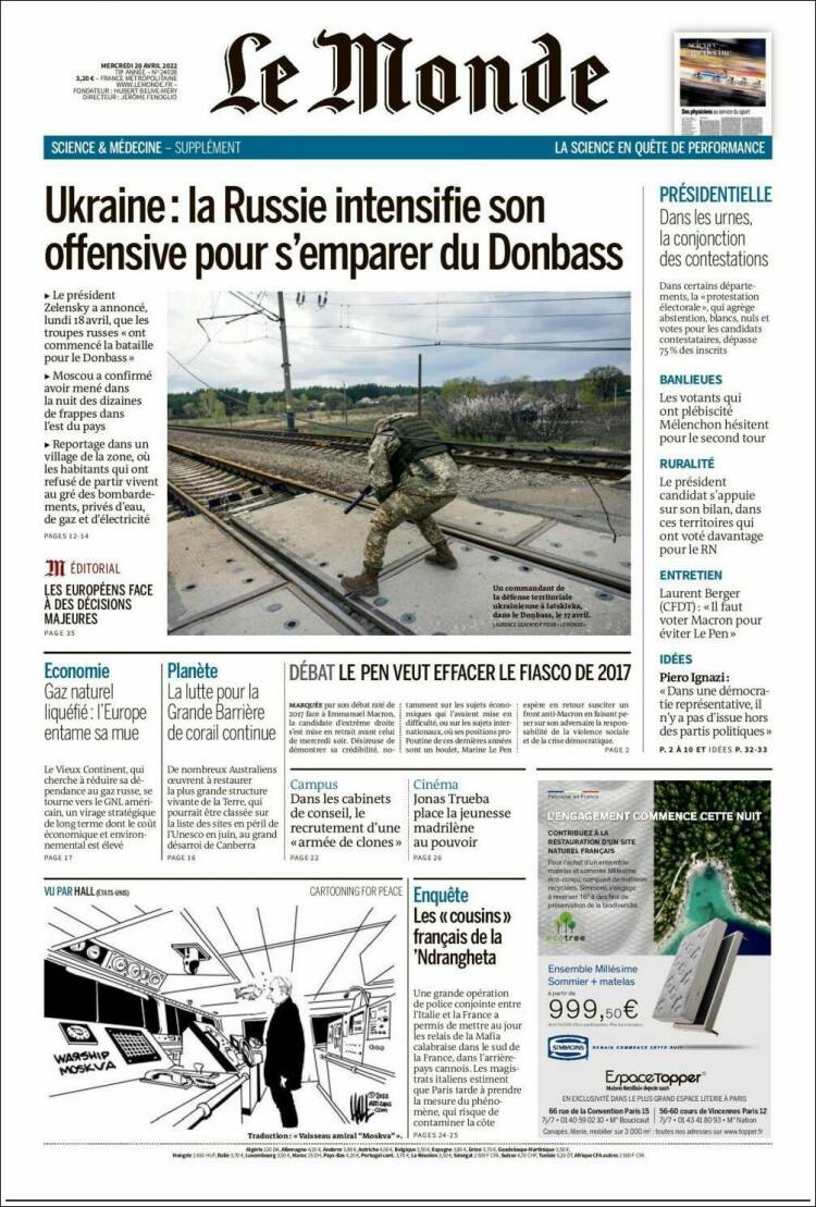 Portada de Le Monde (Francia)