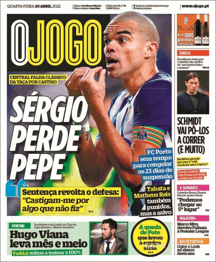 Portada de O Jogo (Portugal)