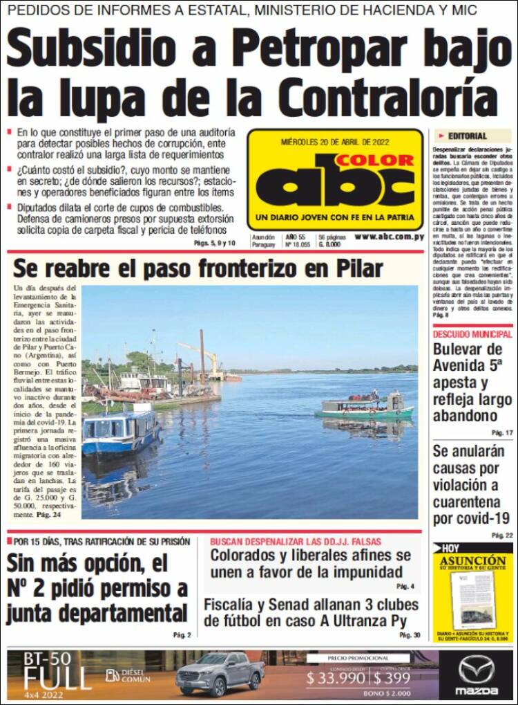 Portada de ABC Color (Paraguay)