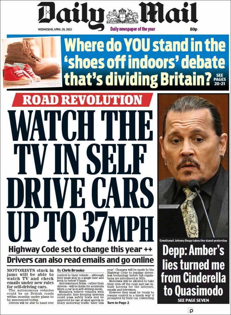 Portada de Daily Mail (Reino Unido)