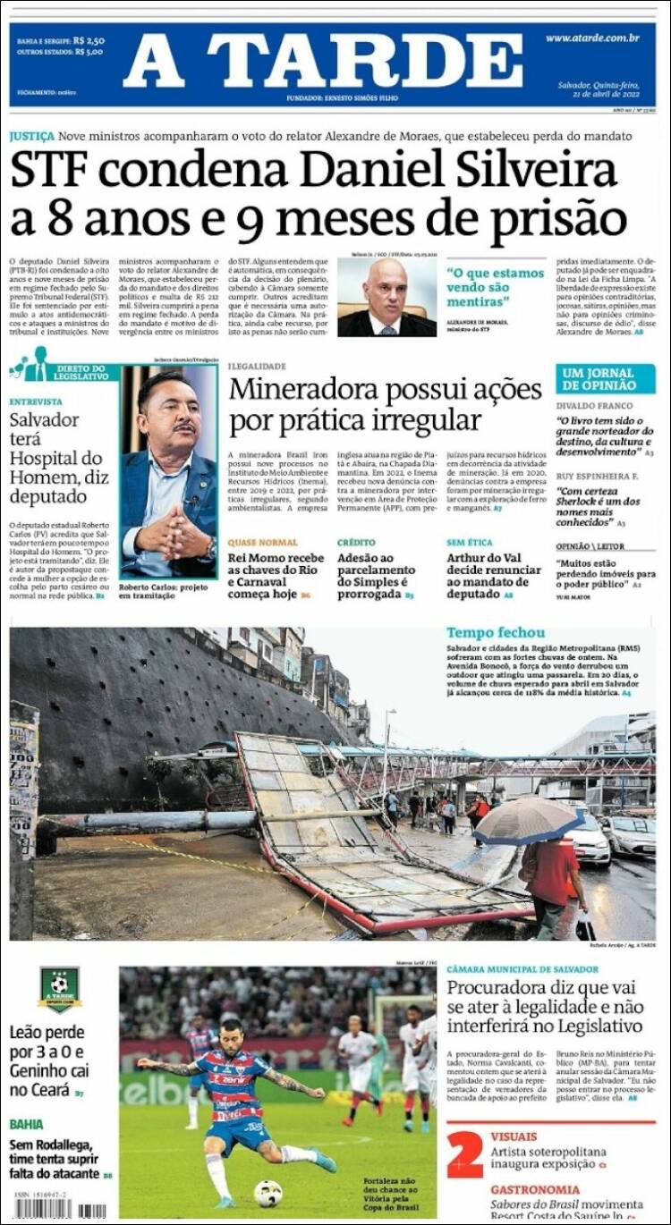 Portada de Diário A Tarde (Brasil)