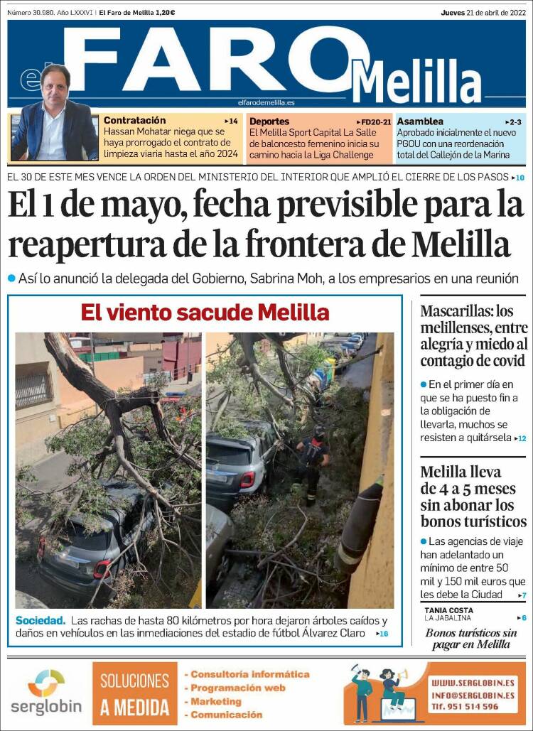 Portada de El Faro de Melilla (España)