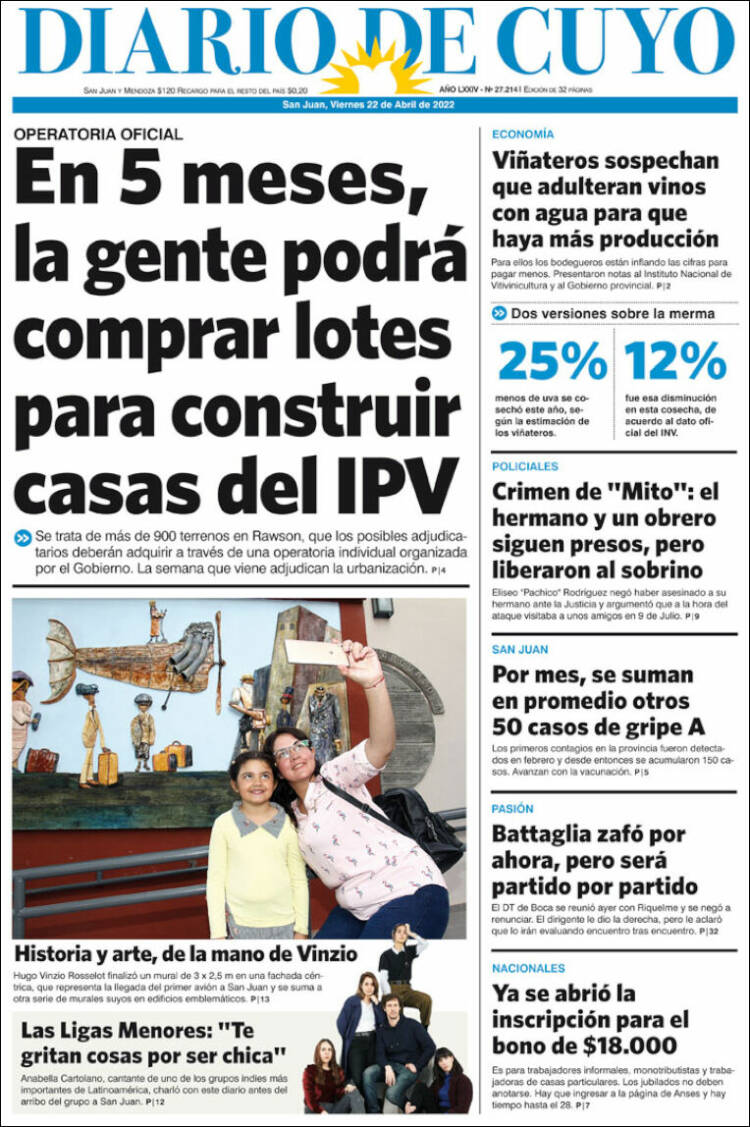 Portada de Diario de Cuyo (Argentina)