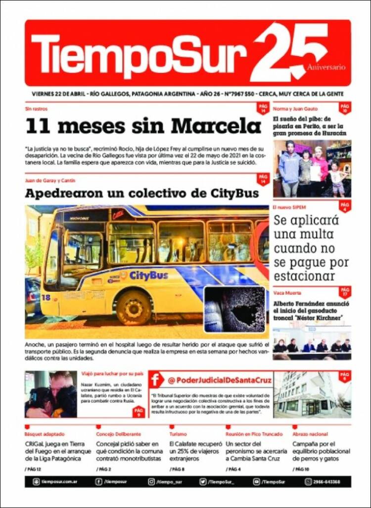 Portada de Tiempo Sur (Argentina)