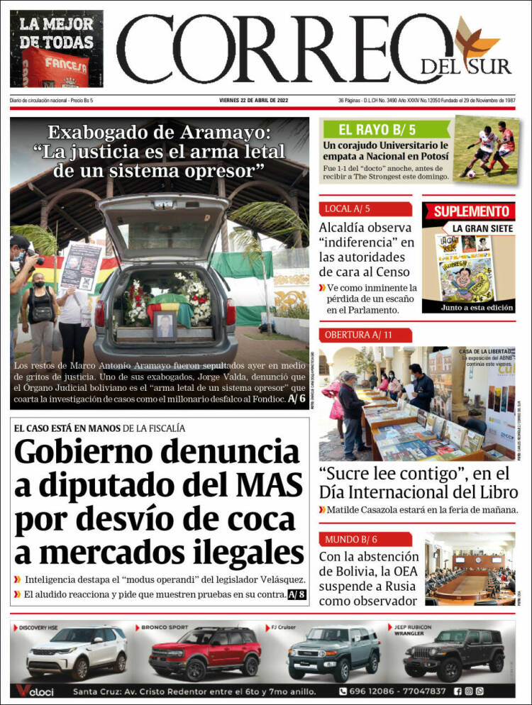 Portada de Correo Sur (Bolivia)