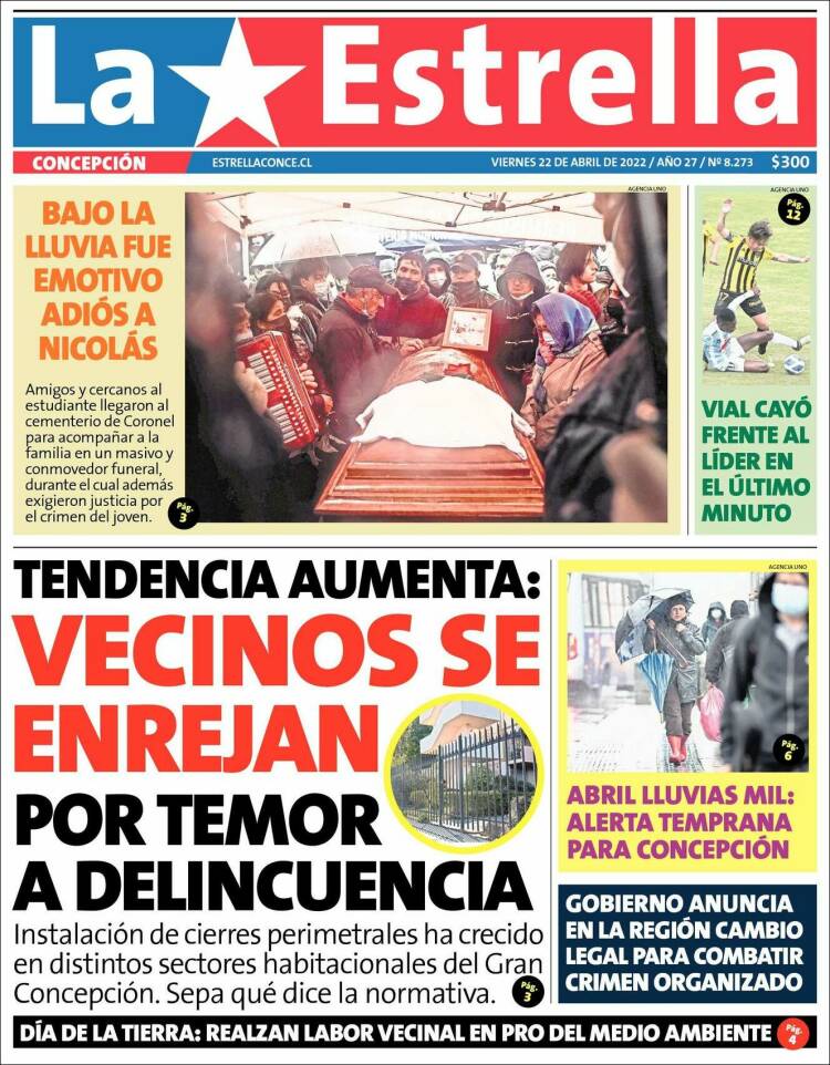 Portada de La Estrella de Concepción (Chile)