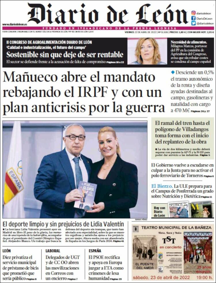 Portada de Diario de León (España)