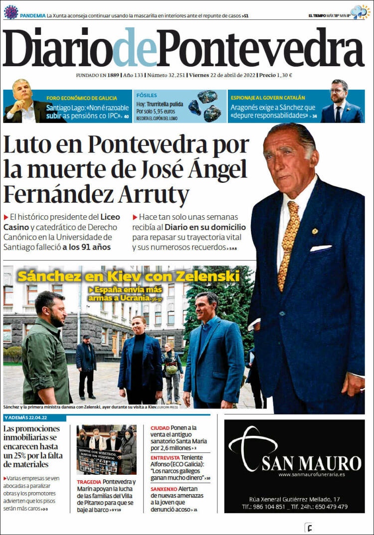 Portada de Diario de Pontevedra (España)