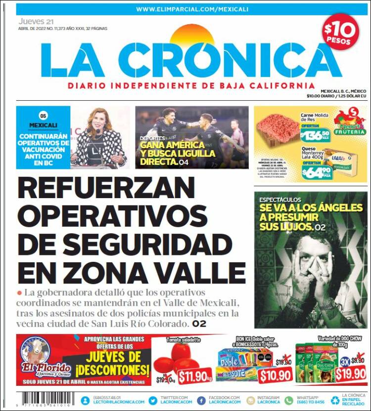 Portada de La Crónica de Baja California (M&eacute;xico)