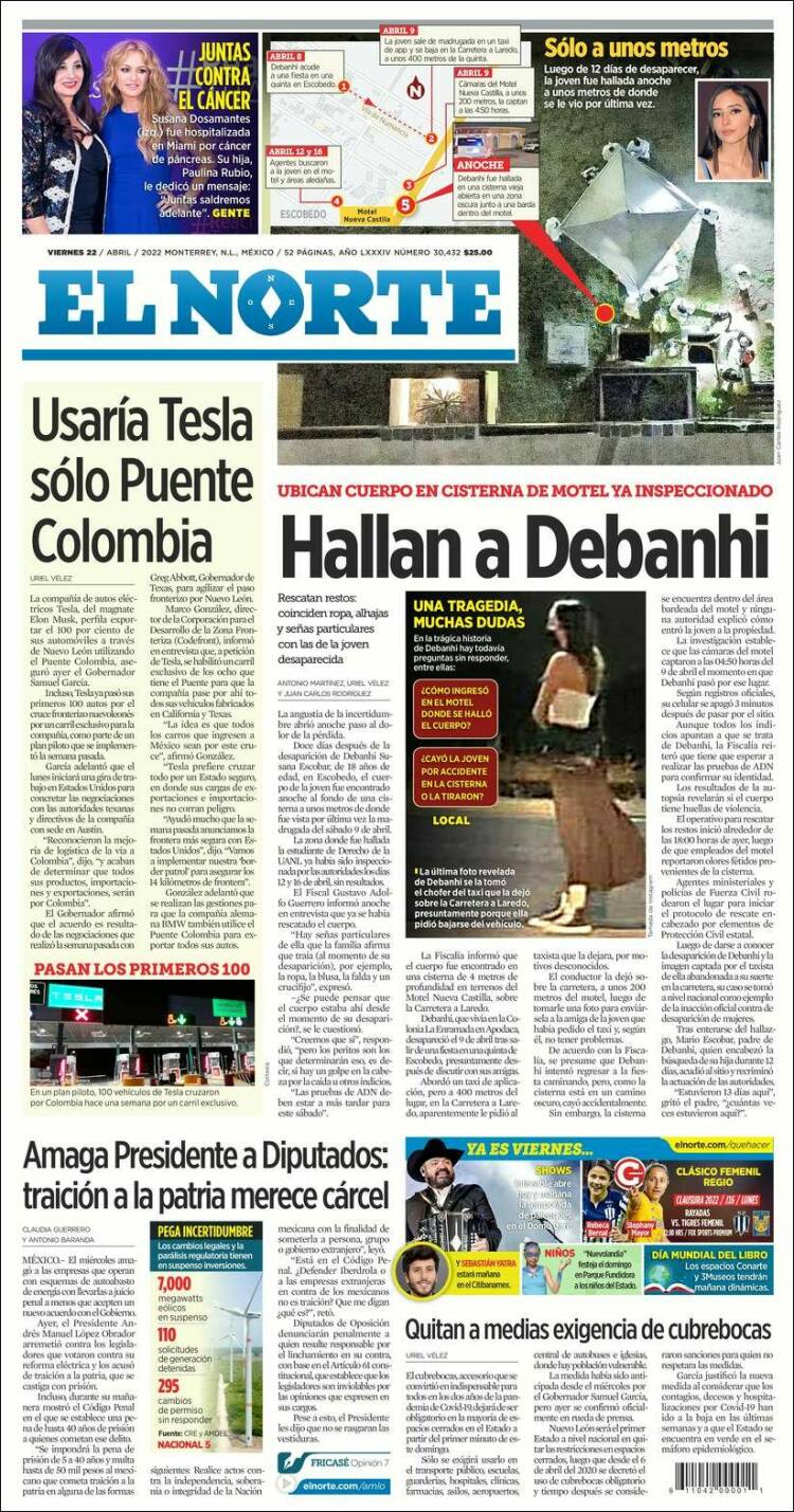 Portada de El Norte (M&eacute;xico)