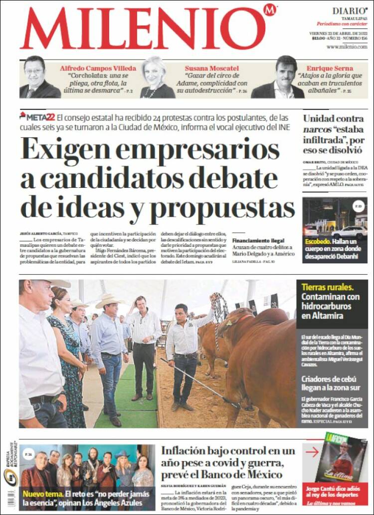 Portada de Milenio - Tamaulipas (M&eacute;xico)