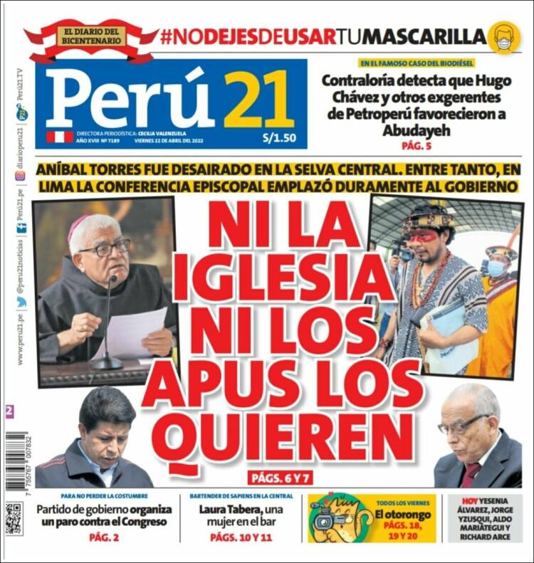 Portada de Perú 21 (Per&uacute;)