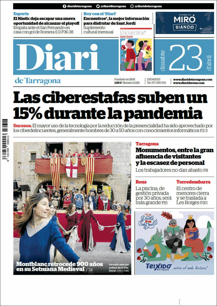 Portada de Diari de Tarragona (España)