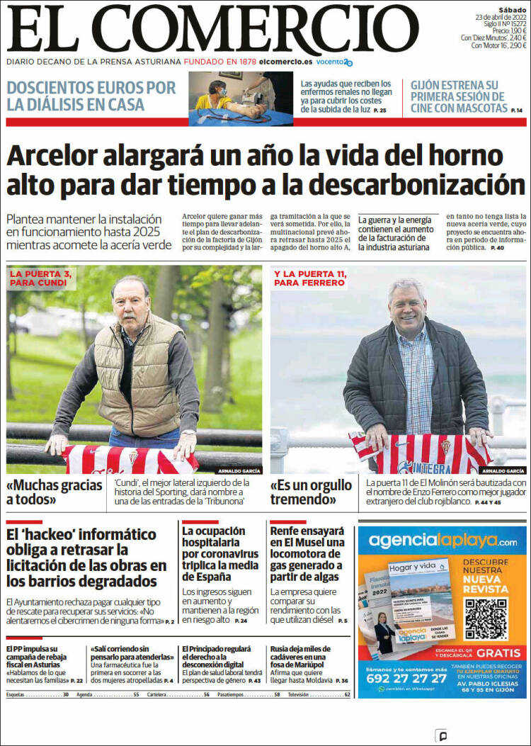 Portada de El Comercio - Gijón (España)