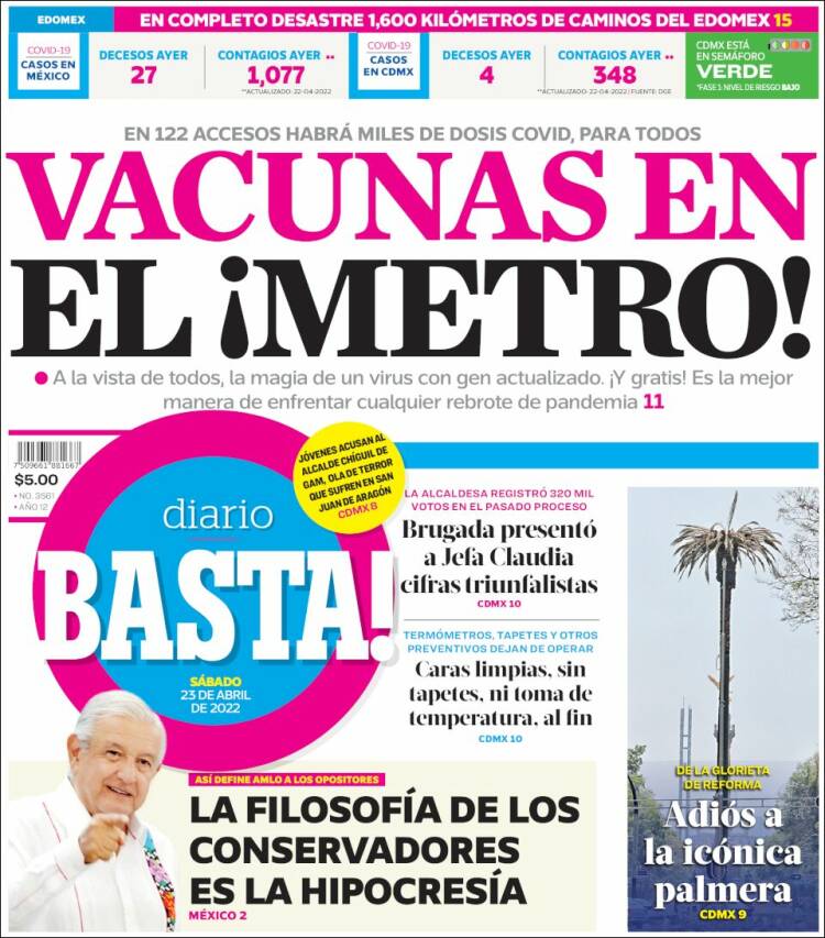 Portada de Diario Basta (México)