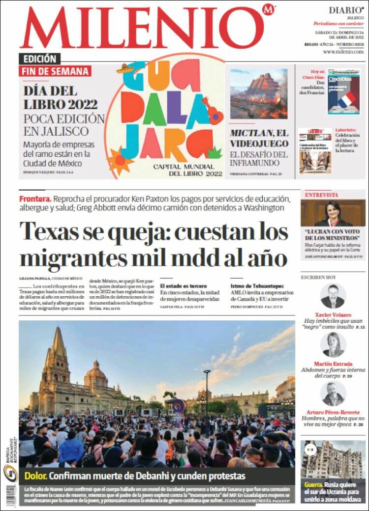 Portada de Milenio - Jalisco (México)