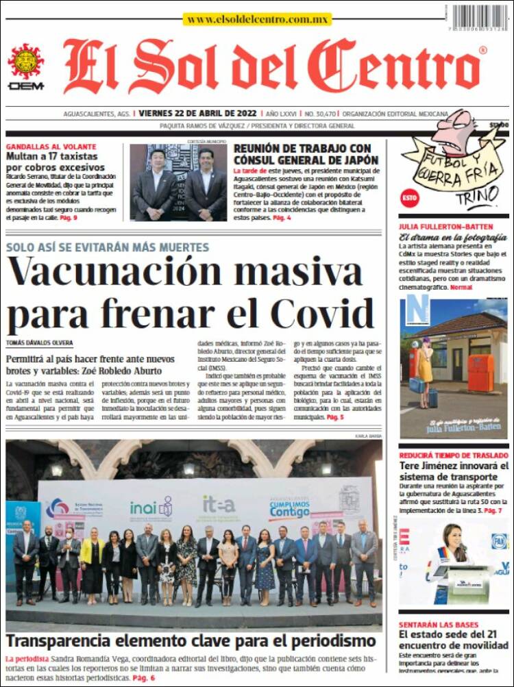 Portada de El Sol del Centro (México)