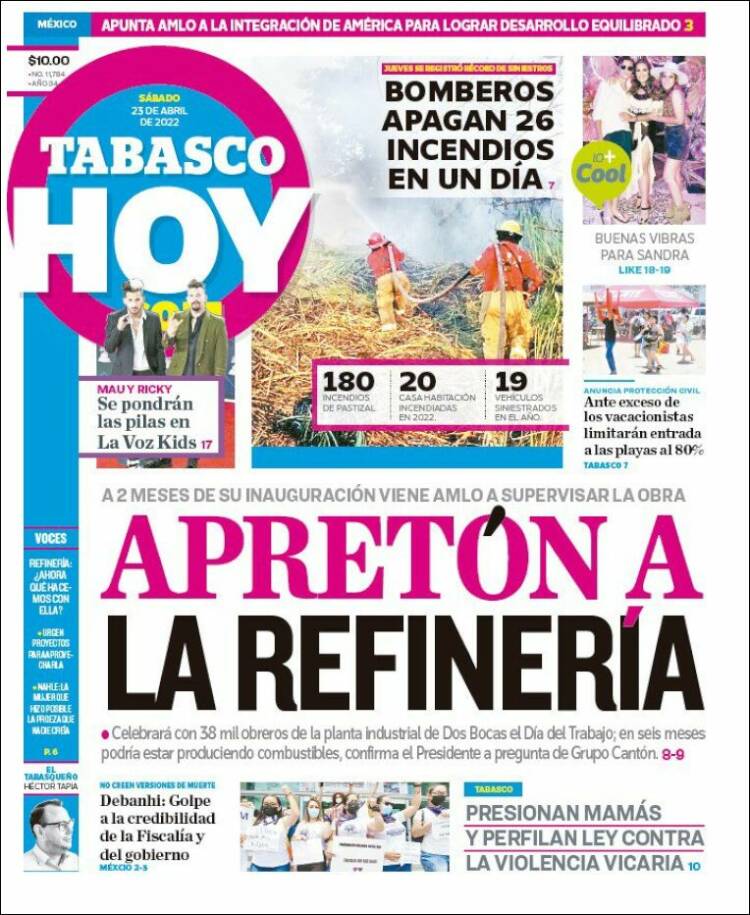 Portada de Tabasco Hoy (México)