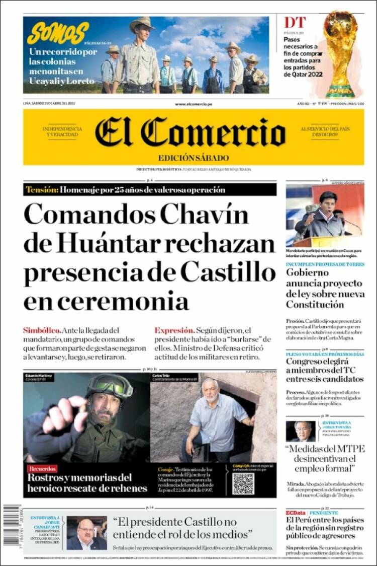 Portada de El Comercio (Perú)