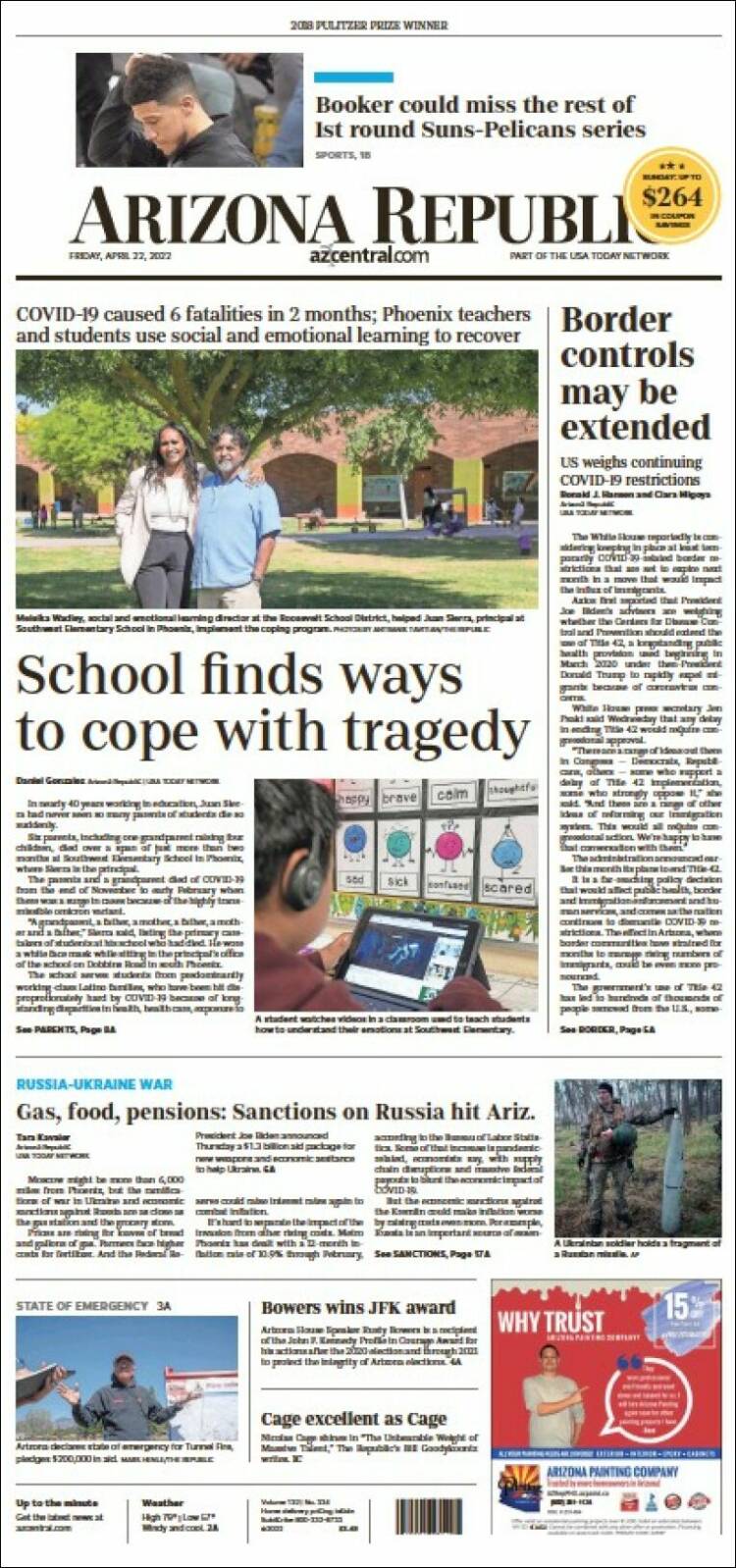 Portada de Arizona Republic News (USA)