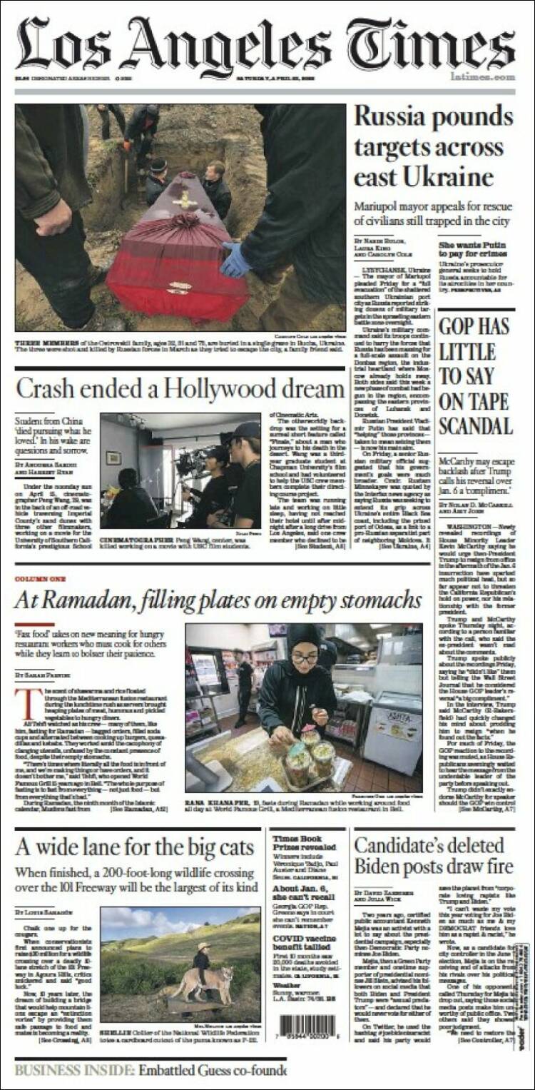 Portada de Los Angeles Times (USA)