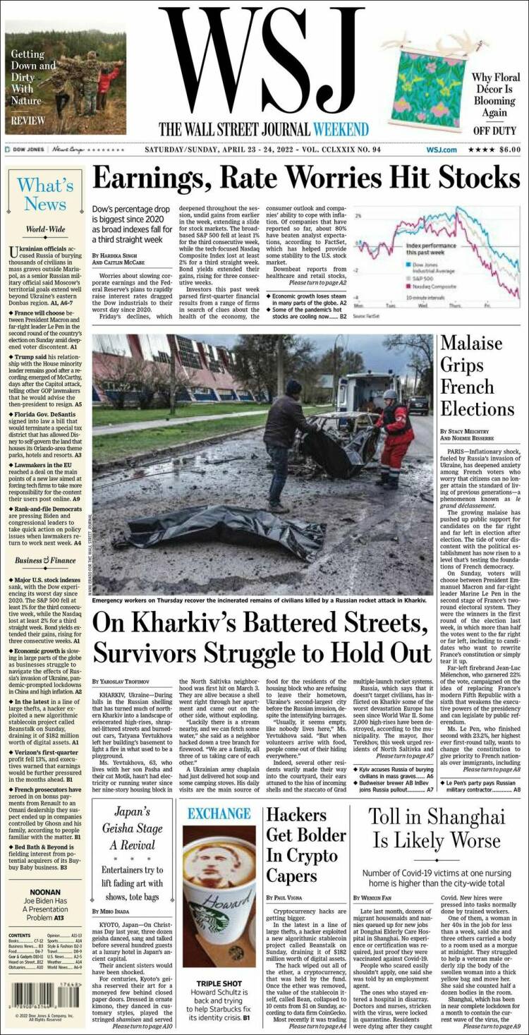 Portada de Wall Street Journal (USA)