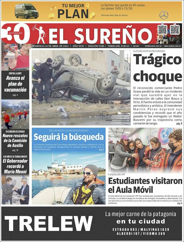 Portada de Diario El Sureño (Argentina)