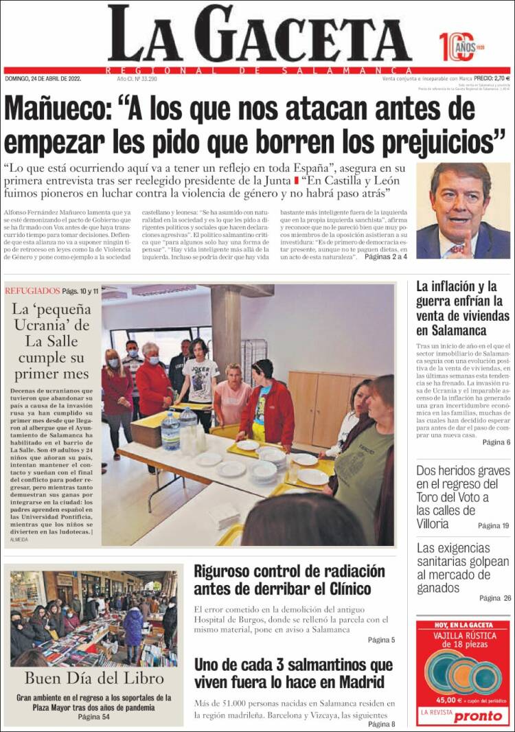 Portada de La Gaceta de Salamanca (España)