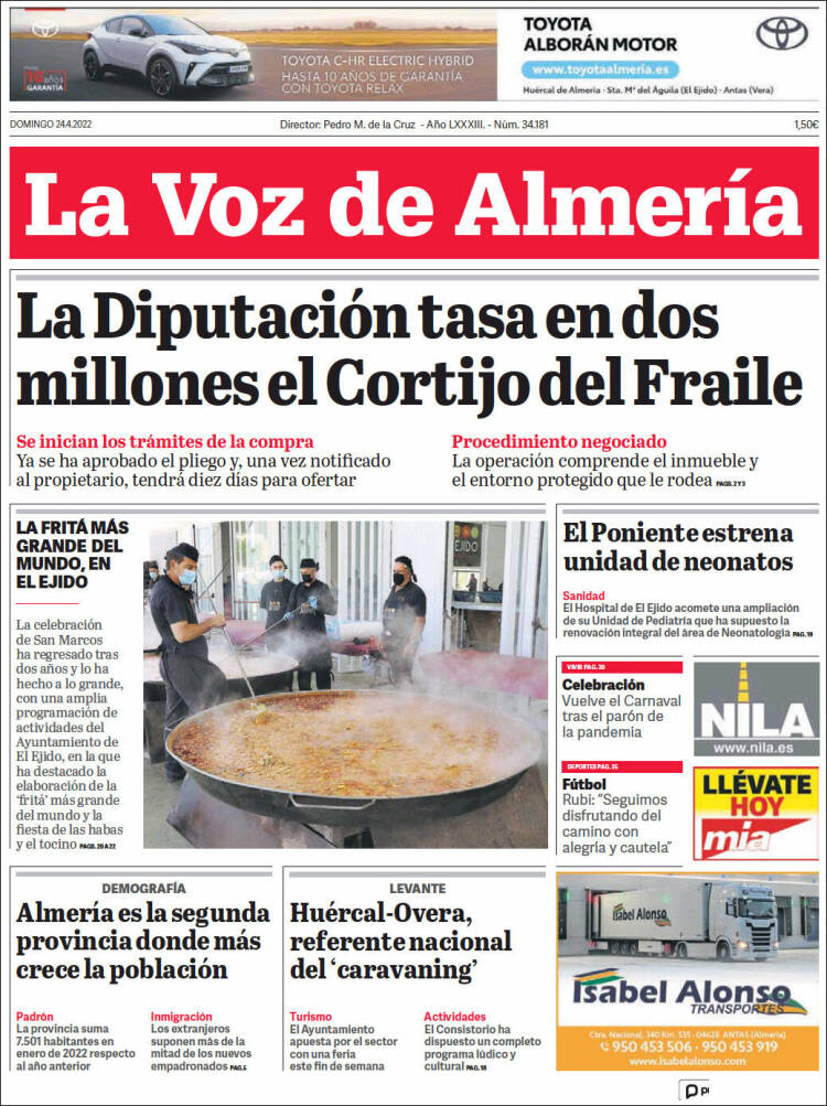 Portada de La Voz de Almería (España)