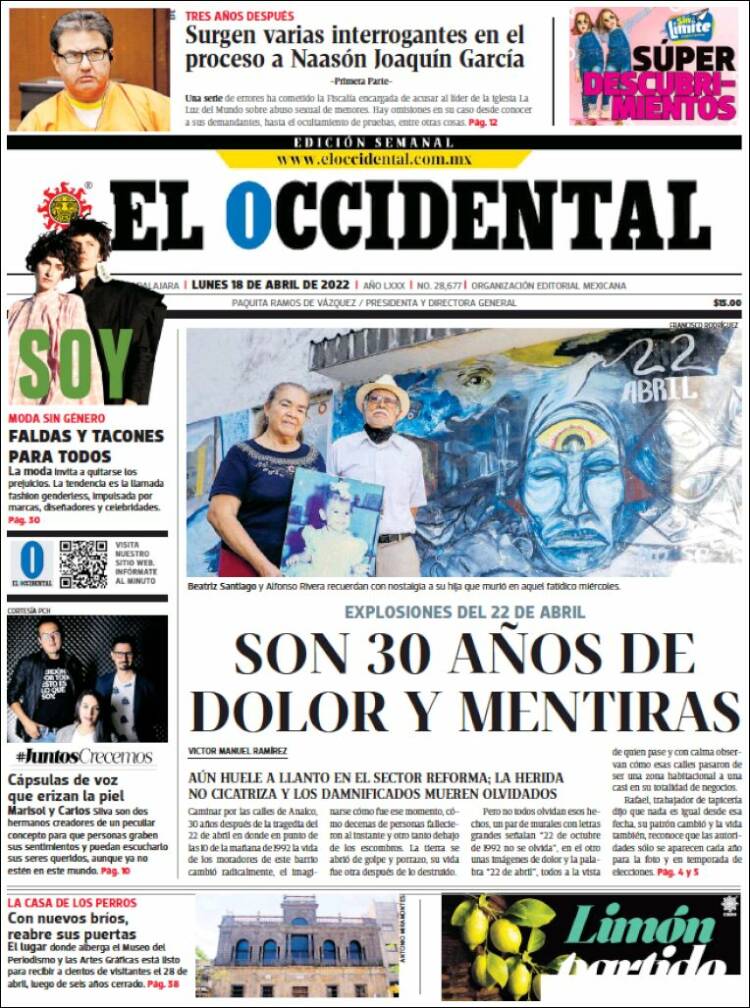 Portada de El Occidental (M&eacute;xico)