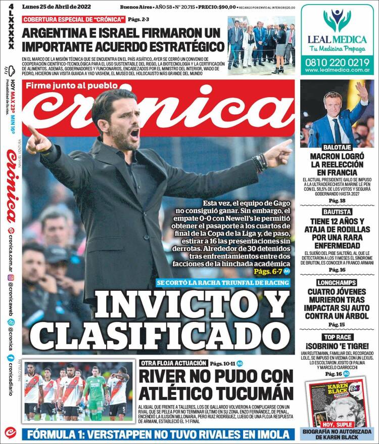 Portada de Crónica (Argentina)