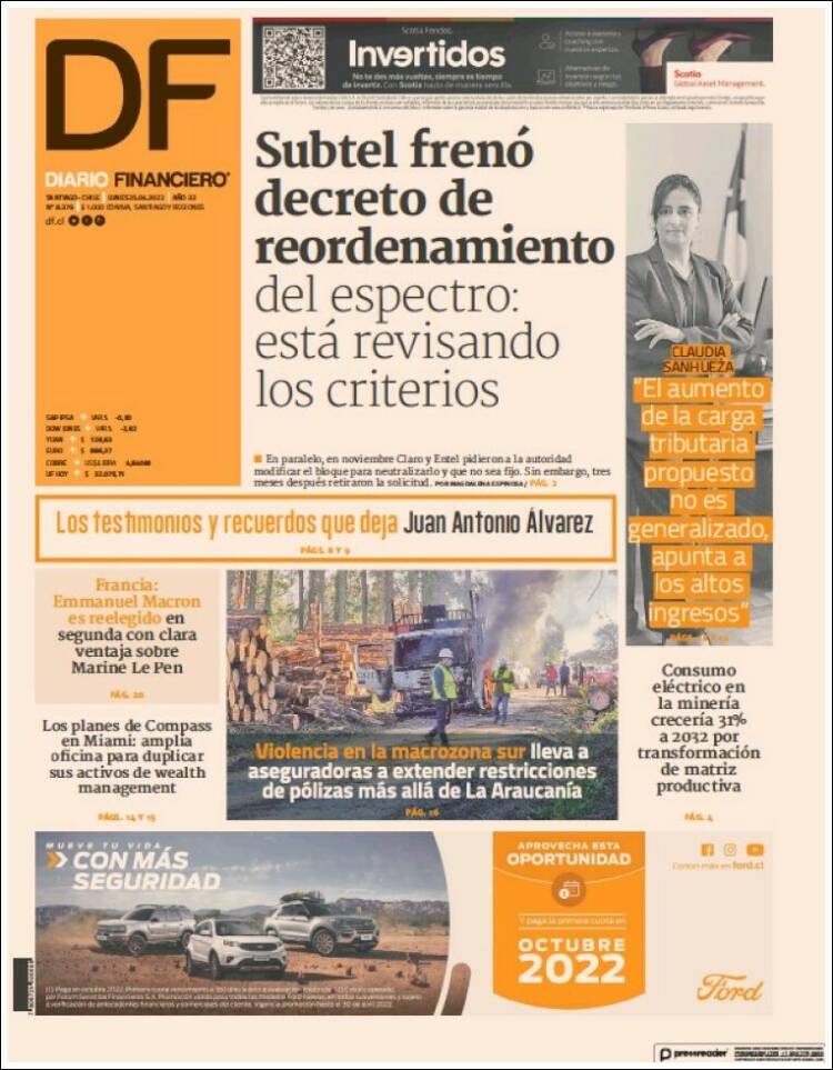 Portada de Diario Financiero (Chile)