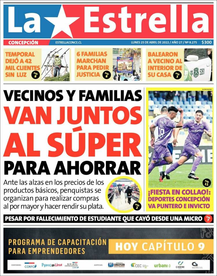 Portada de La Estrella de Concepción (Chile)