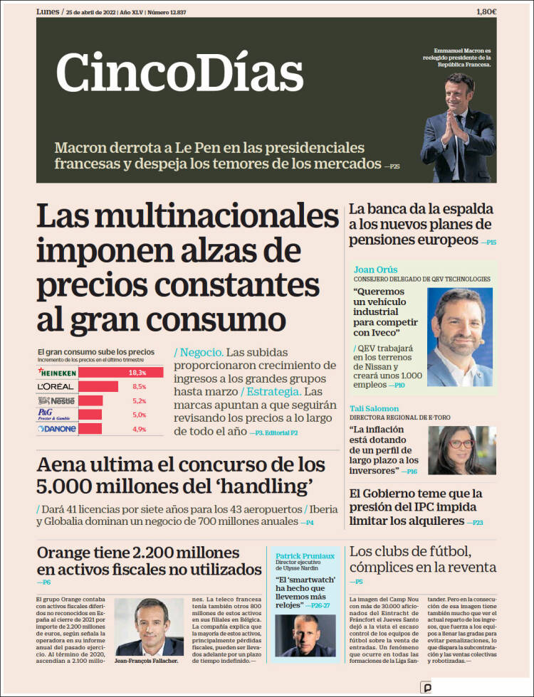 Portada de Cinco Días (Espa&ntilde;a)