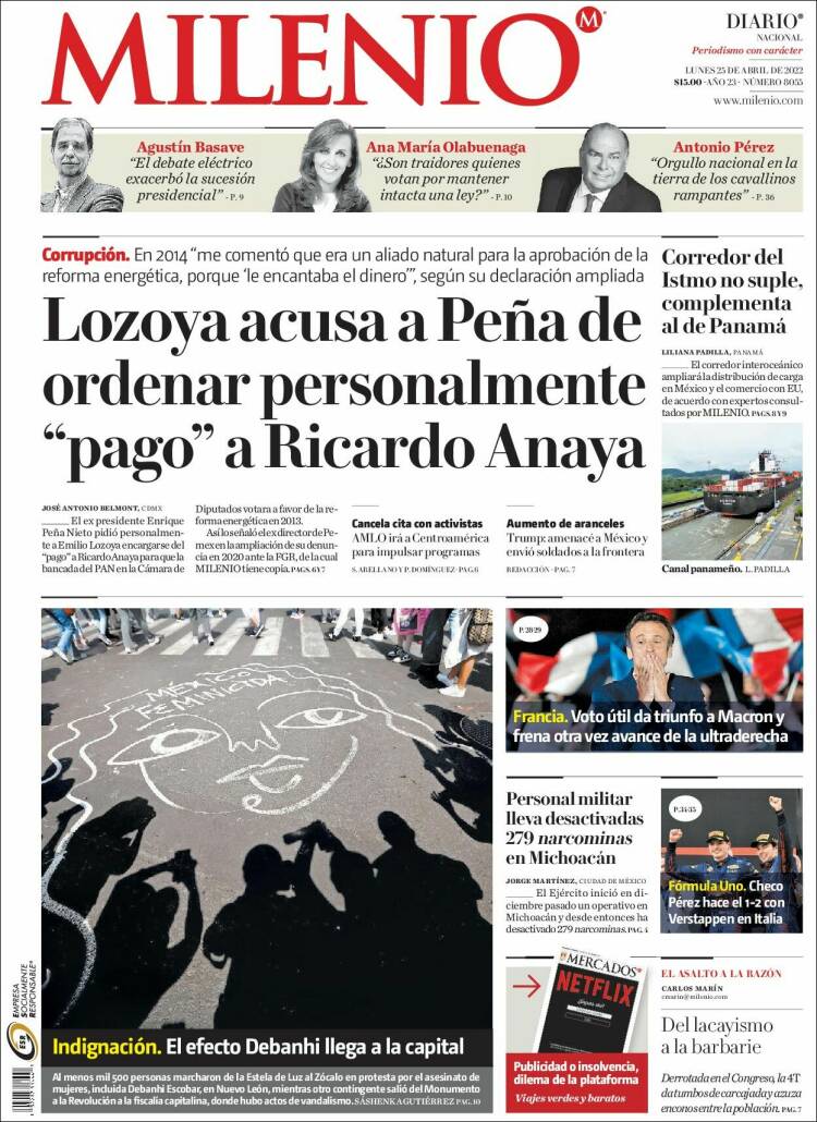 Portada de Milenio (M&eacute;xico)