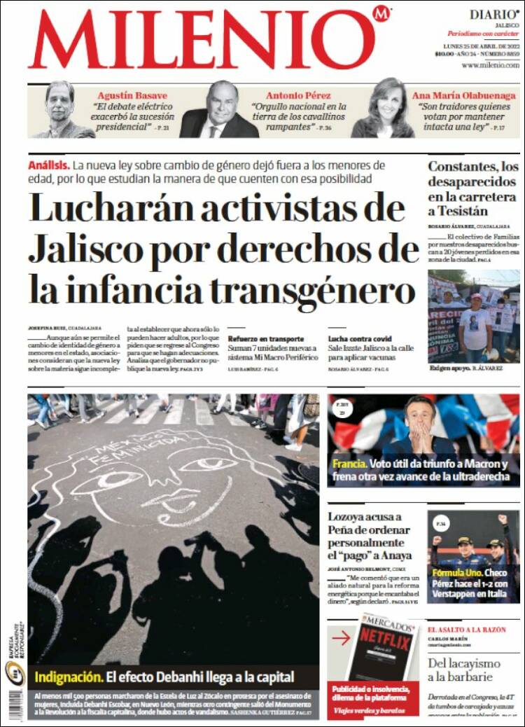 Portada de Milenio - Jalisco (M&eacute;xico)