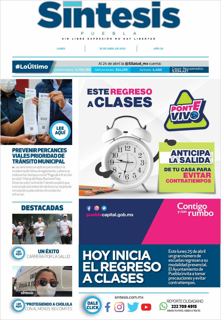 Portada de Síntesis - Puebla (M&eacute;xico)