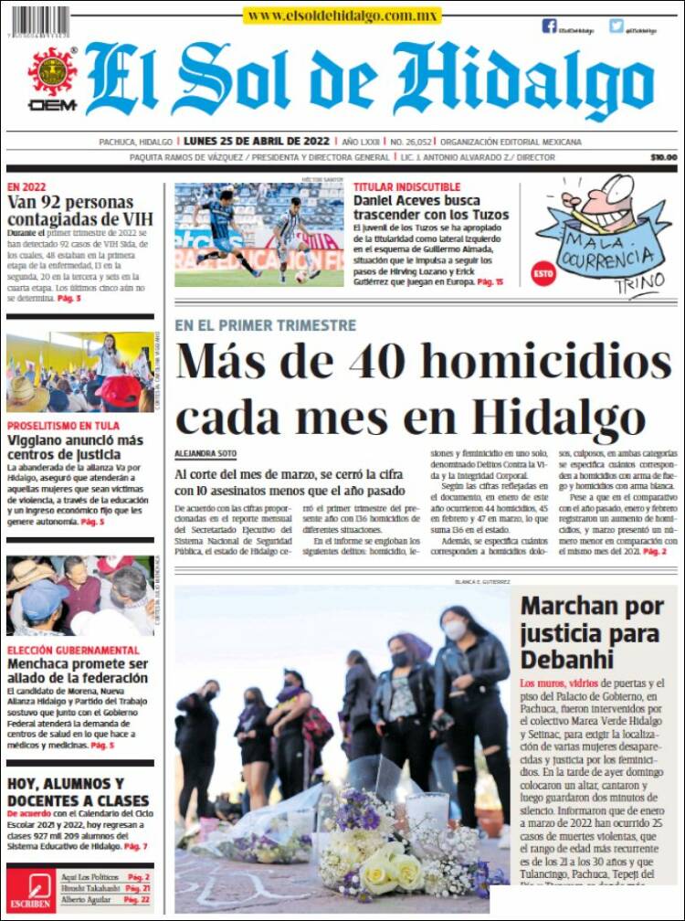 Portada de El Sol de Hidalgo (M&eacute;xico)