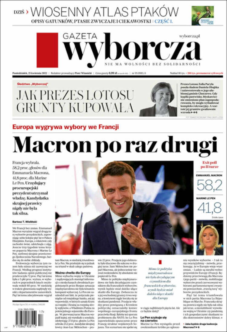 Portada de Gazeta Wyborcza (Polonia)