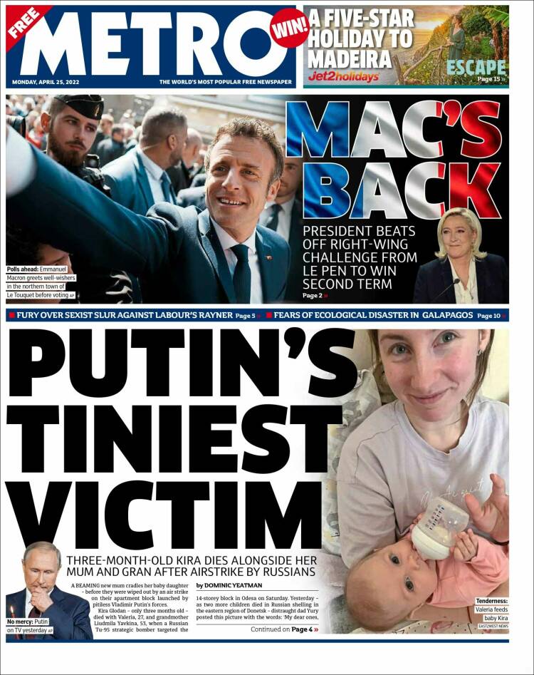 Portada de Metro (Reino Unido)