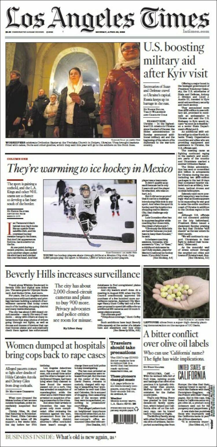 Portada de Los Angeles Times (USA)