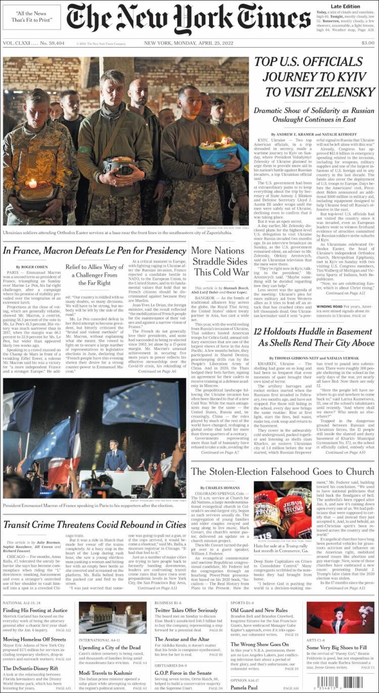 Portada de New York Times (USA)