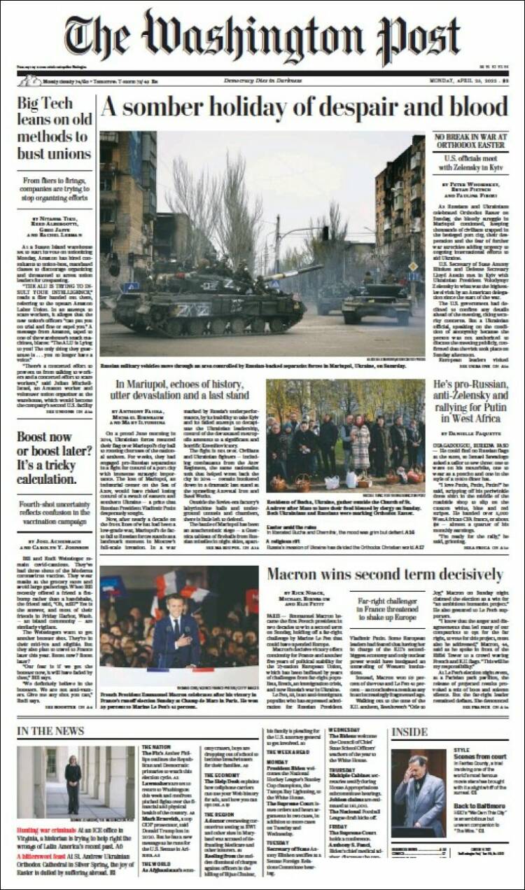 Portada de The Washington Post (USA)