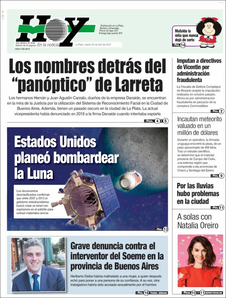 Portada de Diario Hoy (Argentina)