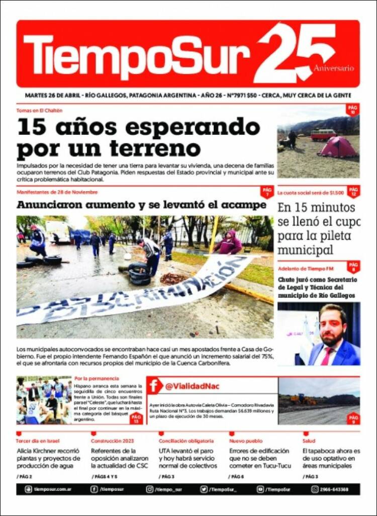 Portada de Tiempo Sur (Argentina)