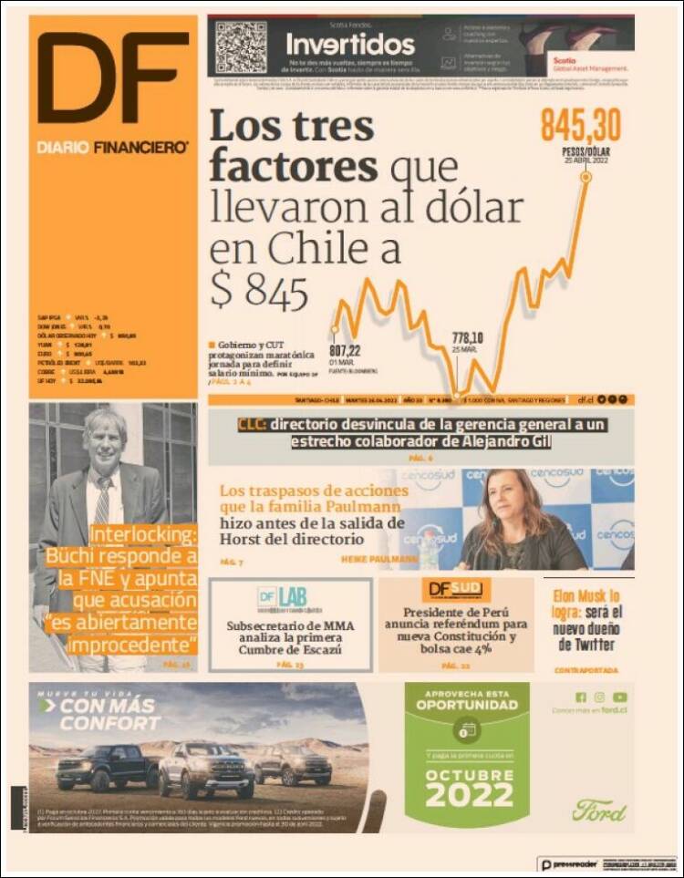 Portada de Diario Financiero (Chile)