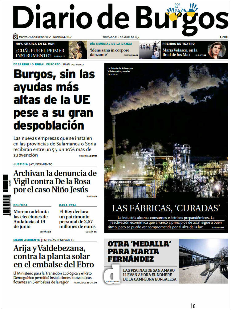 Portada de Diario de Burgos (España)