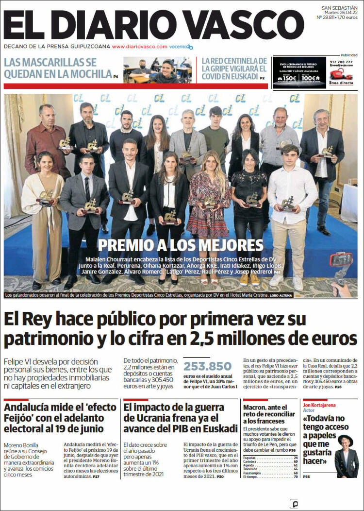 Portada de Diario Vasco (España)